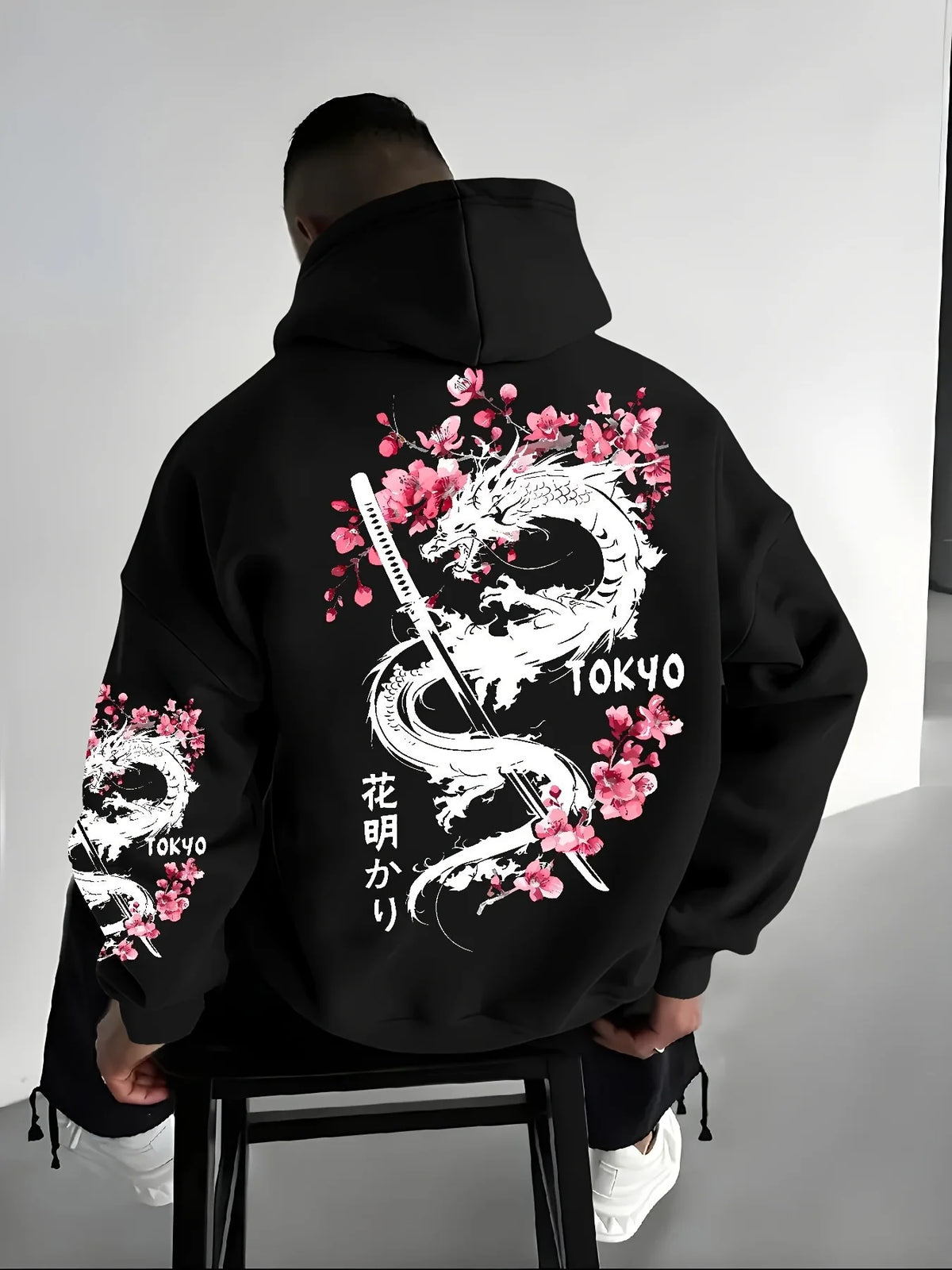 Hoodie Dragon Sakura noir