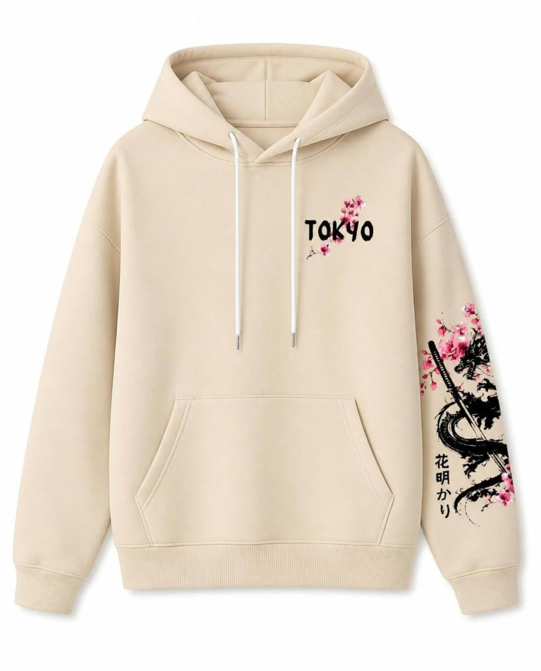 Hoodie Dragon Sakura beige, vue de face