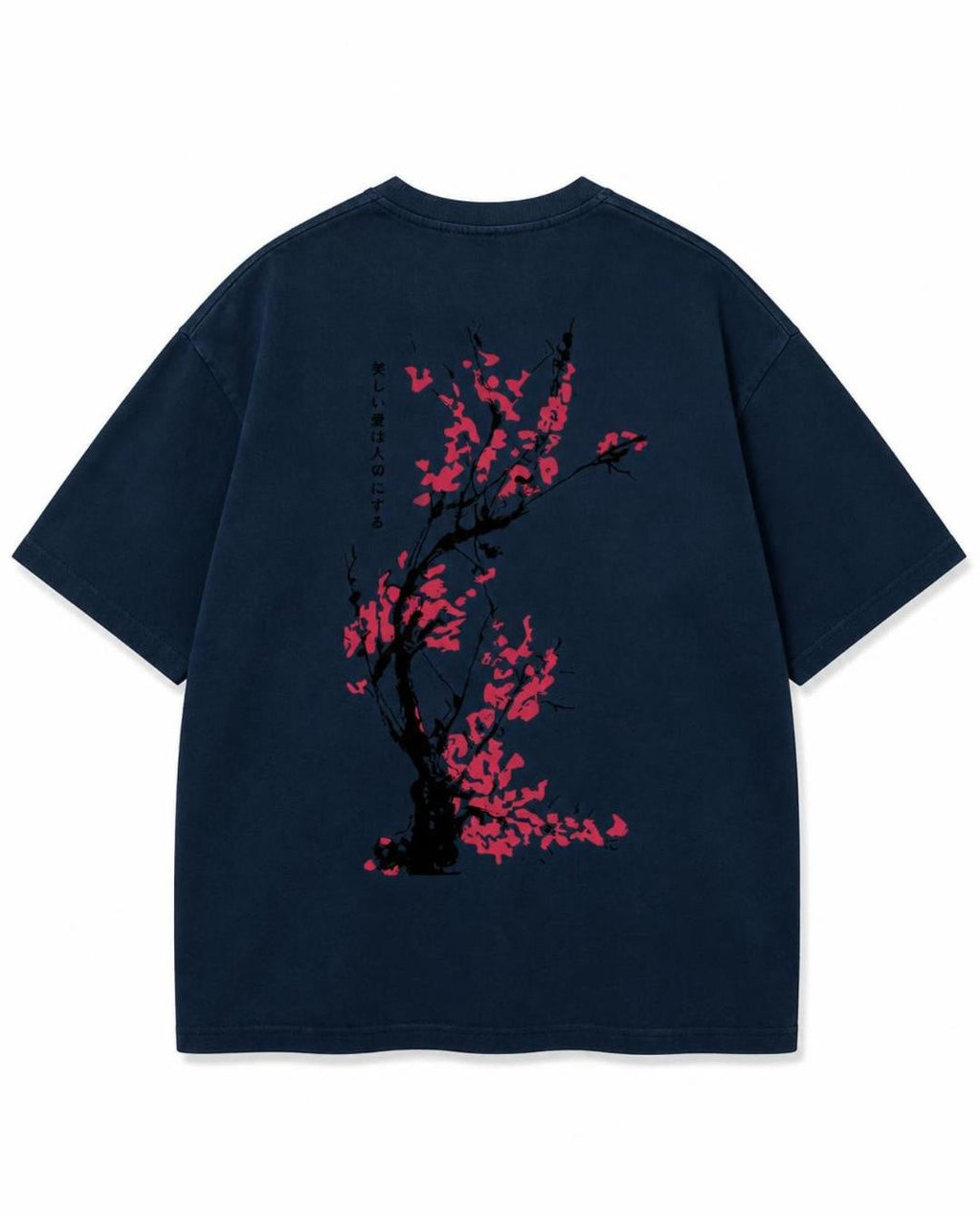 T-shirt Branche de Cerisier bleu marine, vue de dos