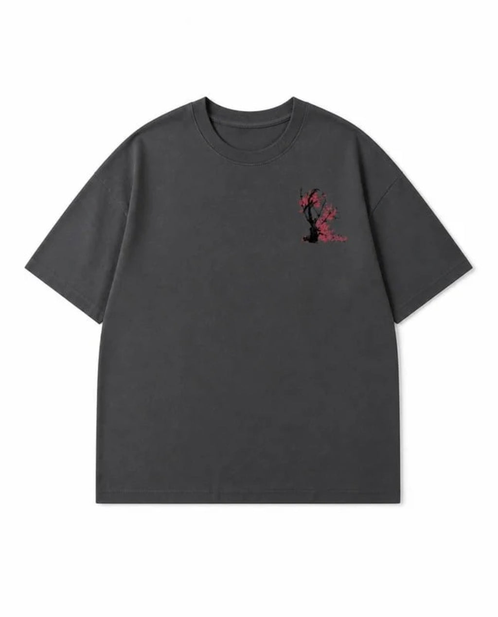 T-shirt Branche de Cerisier gris foncé, vue de face