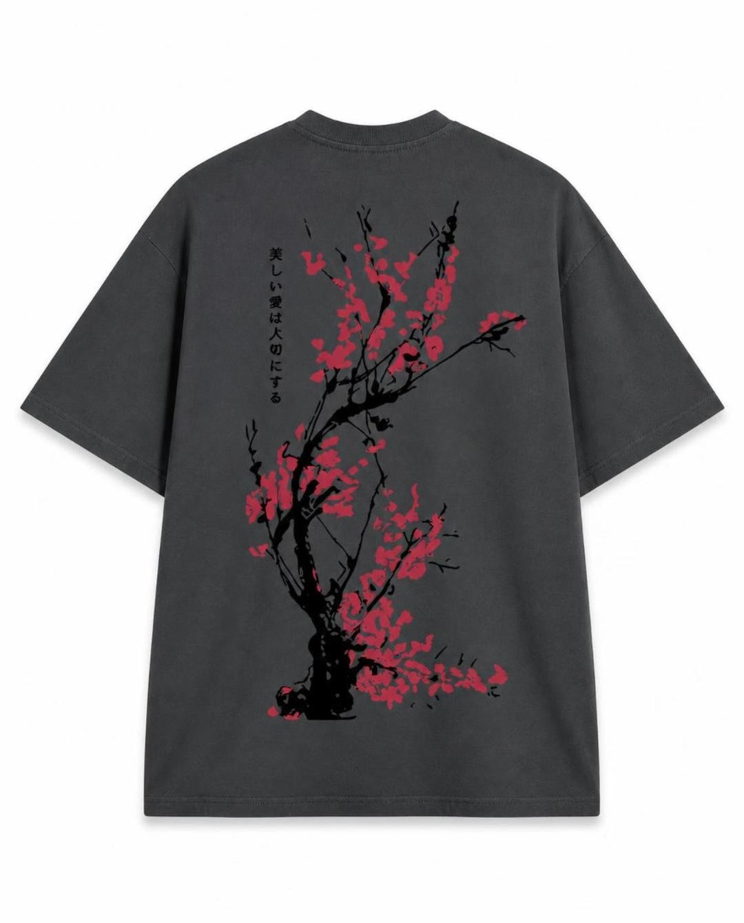 T-shirt Branche de Cerisier gris foncé, vue de dos
